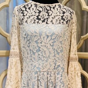 Eliza J Cream Lace Midi Dress